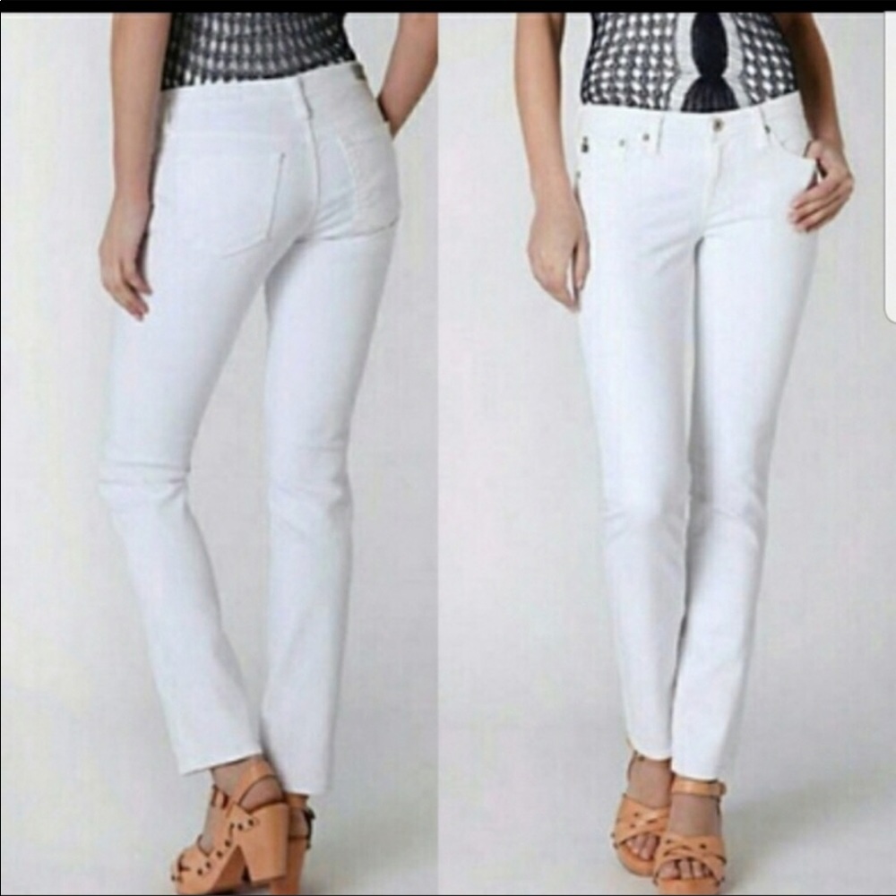 AG | Stevie Ankle Slim Straight Leg White Jeans